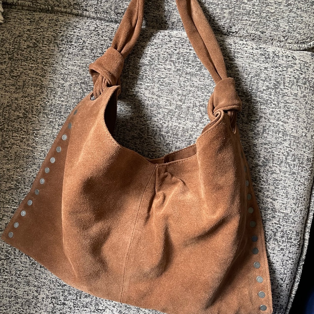 Free People Stud Brown Suede Bag